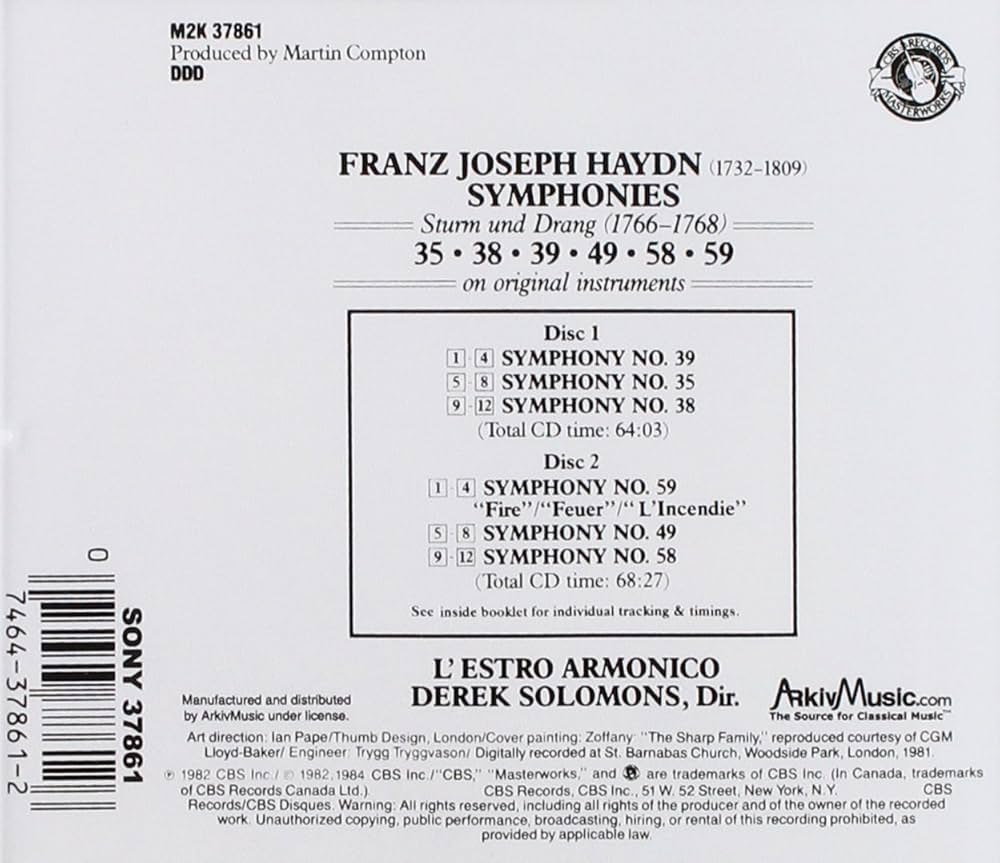 Franz Joseph Haydn, Derek Solomons, L'Estro Armonico - Haydn